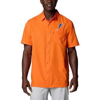 Men's Columbia Orange Florida Gators PFG Slack Tide�� Omni-Shade�� Button-Up Camp Shirt