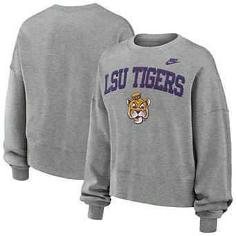Women's Nike Heather Gray LSU Tigers Oversized Legacy Classic Arch Sweatshirt
