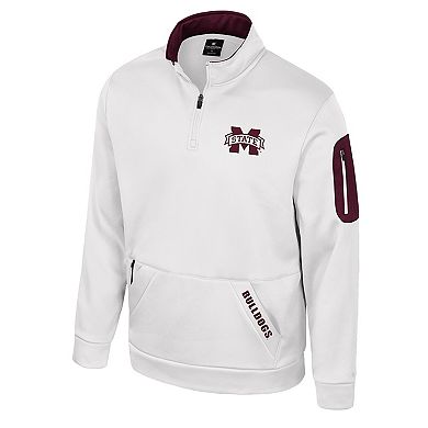 Men's Colosseum White Mississippi State Bulldogs Mainframe Quarter-Zip Fleece Jacket