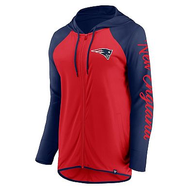 Women's Fanatics Red/Navy New England Patriots Script Full-Zip Hoodie