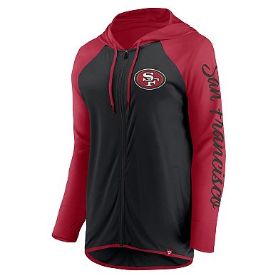 Women's Fanatics Black/Scarlet San Francisco 49ers Script Full-Zip Hoodie