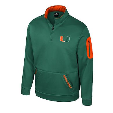 Men's Colosseum Green Miami Hurricanes Mainframe Quarter-Zip Fleece Jacket