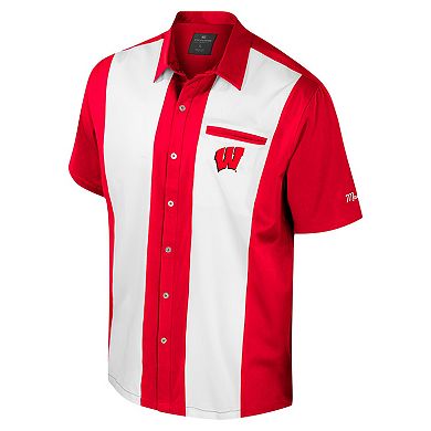 Men's Colosseum Red Wisconsin Badgers Strike Bowling Button-Up Shirt