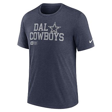 Men's Nike Heather Navy Dallas Cowboys Lockup Tri-Blend T-Shirt