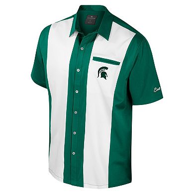 Men's Colosseum Green Michigan State Spartans Strike Bowling Button-Up Shirt