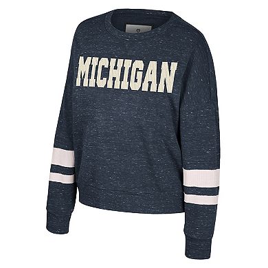 Women's Colosseum Navy Michigan Wolverines Lost City Speckle Pullover Sweatshirt