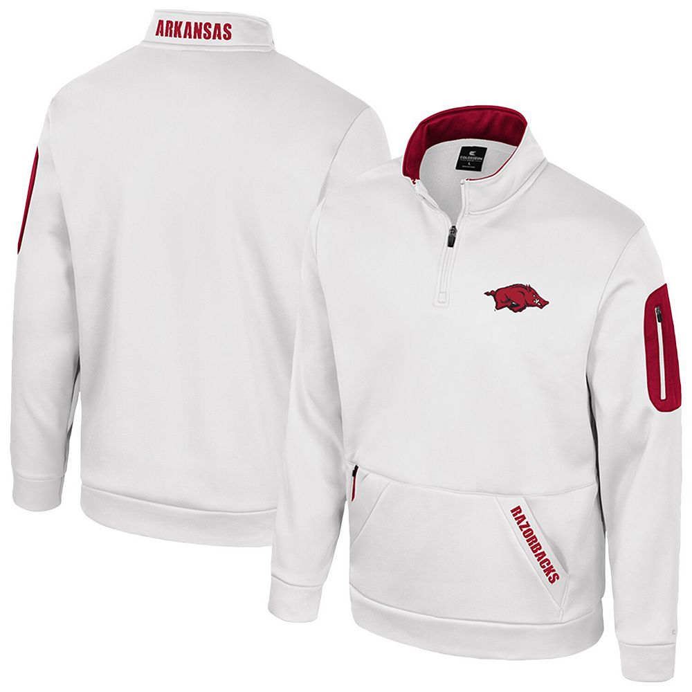 Men's Colosseum White Arkansas Razorbacks Mainframe Quarter-Zip Fleece ...