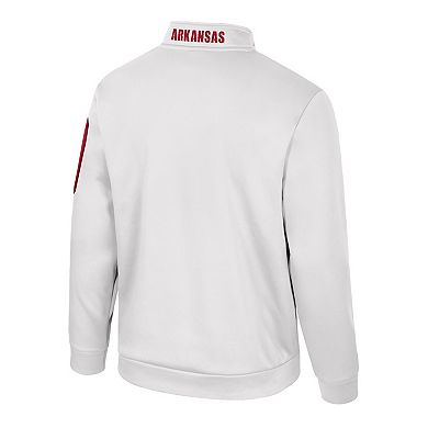 Men's Colosseum White Arkansas Razorbacks Mainframe Quarter-Zip Fleece Jacket