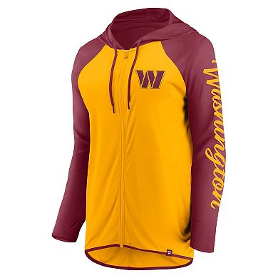 Women's Fanatics Gold/Burgundy Washington Commanders Script Full-Zip Hoodie