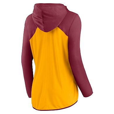 Women's Fanatics Gold/Burgundy Washington Commanders Script Full-Zip Hoodie