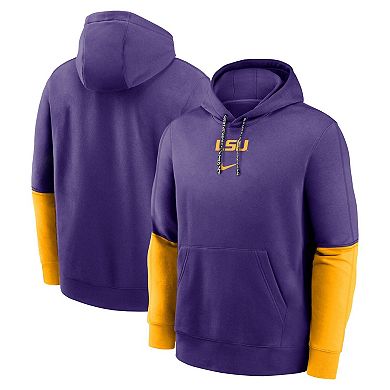 Men's Nike Purple/Gold LSU Tigers Sideline Club Pullover Hoodie