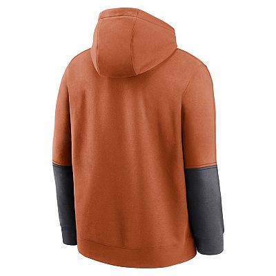 Texas Longhorns NCAA Burnt Orange Black popular Nike Therma Fit Pullover Hoodie Mens XL