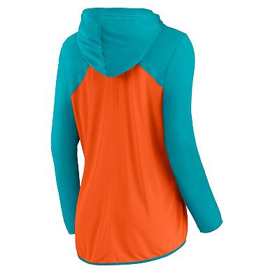 Women's Fanatics Orange/Aqua Miami Dolphins Script Full-Zip Hoodie