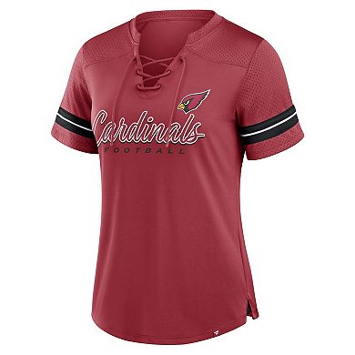 Women's Fanatics Cardinal Arizona Cardinals Play Script Lace-Up T-Shirt
