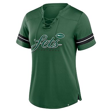 Women's Fanatics Green New York Jets Play Script Lace-Up T-Shirt