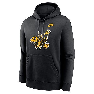 Men's Nike Black Iowa Hawkeyes Legacy Logo Club Fleece Pullover Hoodie