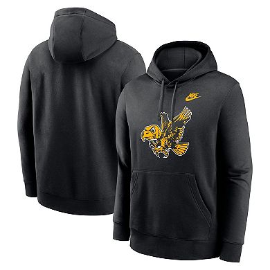 Men's Nike Black Iowa Hawkeyes Legacy Logo Club Fleece Pullover Hoodie