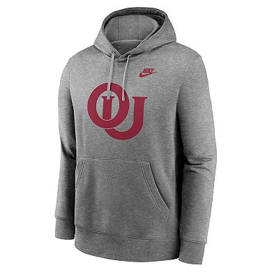 Men's Nike Heather Gray Oklahoma Sooners Legacy Logo Club Fleece Pullover Hoodie