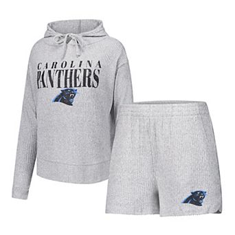 Women's Concepts Sport Gray Carolina Panthers Juniper Long Sleeve Hoodie Top & Shorts Set