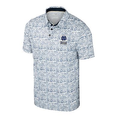 Men's Colosseum Navy/White Notre Dame Fighting Irish Big & Tall Allover Polo