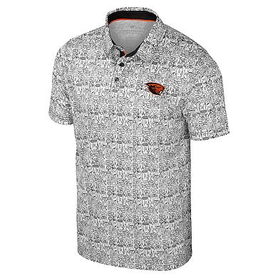 Men's Colosseum Black Oregon State Beavers It's Time! Allover Print Polo