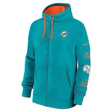 Men's Nike Aqua Miami Dolphins Club Full-Zip Hoodie Jacket