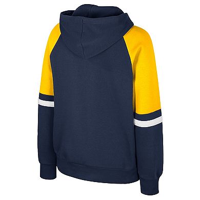 Women's Colosseum Navy Michigan Wolverines Oversized Colorblock Pullover Hoodie