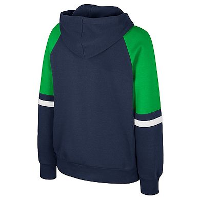 Women's Colosseum Navy Notre Dame Fighting Irish Oversized Colorblock Pullover Hoodie
