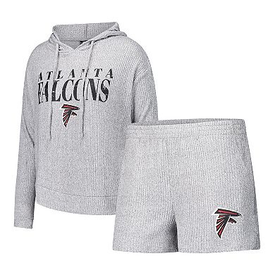 Women's Concepts Sport Gray Atlanta Falcons Juniper Long Sleeve Hoodie Top & Shorts Set