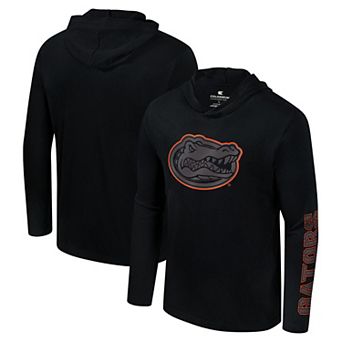 Men's Colosseum Black Florida Gators Color Pop Active Blend 2-Hit Long Sleeve Hooded T-Shirt