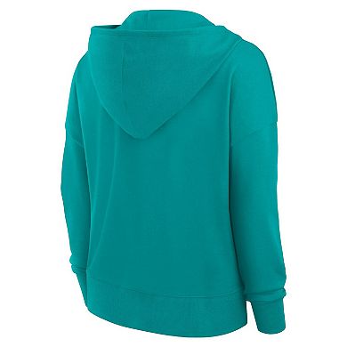 Women's Fanatics Aqua Miami Dolphins Blitz Left Lace-Up Pullover Hoodie