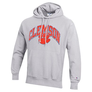 Men's Champion Gray Clemson Tigers Vault Late Night Reverse Weave Pullover Hoodie