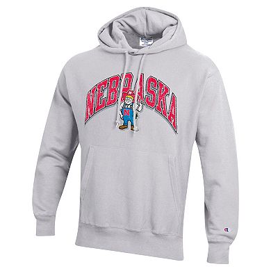 Men's Champion Gray Nebraska Huskers Vault Late Night Reverse Weave Pullover Hoodie