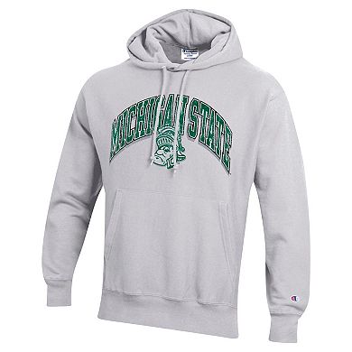 Men's Champion Gray Michigan State Spartans Vault Late Night Reverse Weave Pullover Hoodie