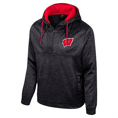 Men's Colosseum Black Wisconsin Badgers Cypher Half-Zip Hoodie