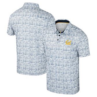 Men's Colosseum Navy Cal Bears It's Time! Allover Print Polo