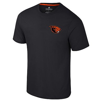 Men's Colosseum Black Oregon State Beavers Logo Lockup 2-Hit Active Blend T-Shirt