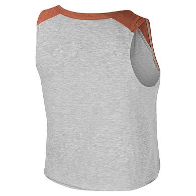 Women's Colosseum x Wrangler Heather Gray Texas Longhorns Vintage Muscle Cropped T-Shirt
