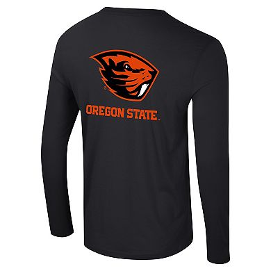Men's Colosseum Black Oregon State Beavers Logo Lockup 3-Hit Active Blend Long Sleeve T-Shirt