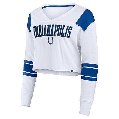 Women's Fanatics White Indianapolis Colts Stretch Cropped Fashion Long Sleeve T-Shirt