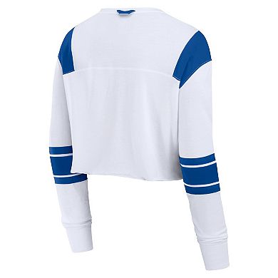 Women's Fanatics White Indianapolis Colts Stretch Cropped Fashion Long Sleeve T-Shirt