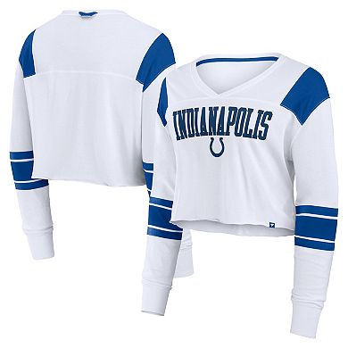 Women's Fanatics White Indianapolis Colts Stretch Cropped Fashion Long Sleeve T-Shirt