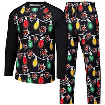 Men's Concepts Sport Black Cincinnati Bengals Garland Knit Raglan Long Sleeve T-Shirt and Pants Set