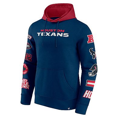 Men's Fanatics Navy/Cardinal Houston Texans Patched Out Pullover Hoodie