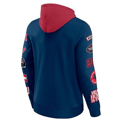 Men's Fanatics Navy/Cardinal Houston Texans Patched Out Pullover Hoodie