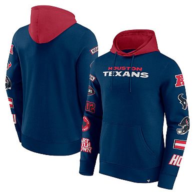Men's Fanatics Navy/Cardinal Houston Texans Patched Out Pullover Hoodie