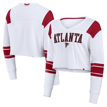 Women's Fanatics White Atlanta Falcons Stretch Cropped Fashion Long Sleeve T-Shirt