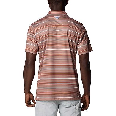 Men's Columbia Texas Orange Texas Longhorns PFG Super Terminal Tackle Omni-Shade Stripe Polo