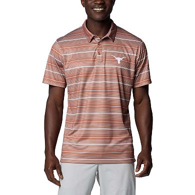 Men's Columbia Texas Orange Texas Longhorns PFG Super Terminal Tackle Omni-Shade Stripe Polo