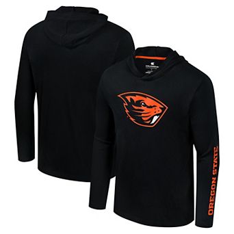 Men's Colosseum Black Oregon State Beavers Logo Lockup Active Blend Long Sleeve T-Shirt Hoodie